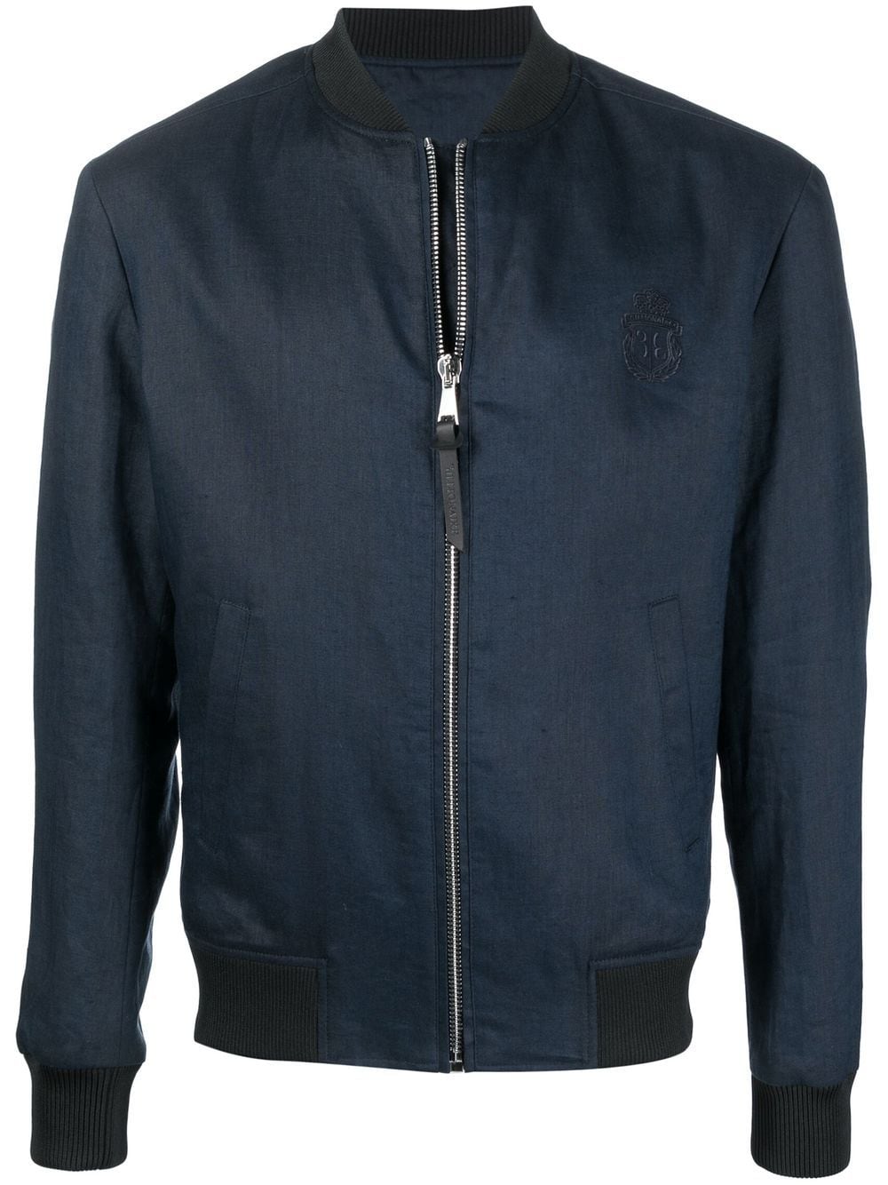 Billionaire crest-motif zip-up bomber jacket - Blue von Billionaire