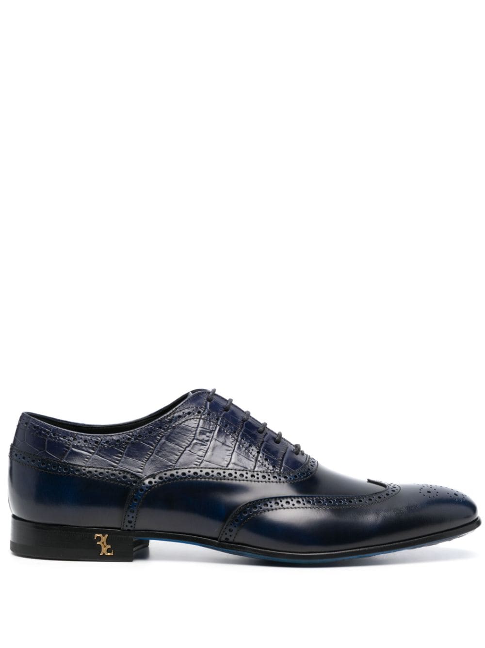 Billionaire crocodile-effect leather derby shoes - Blue von Billionaire
