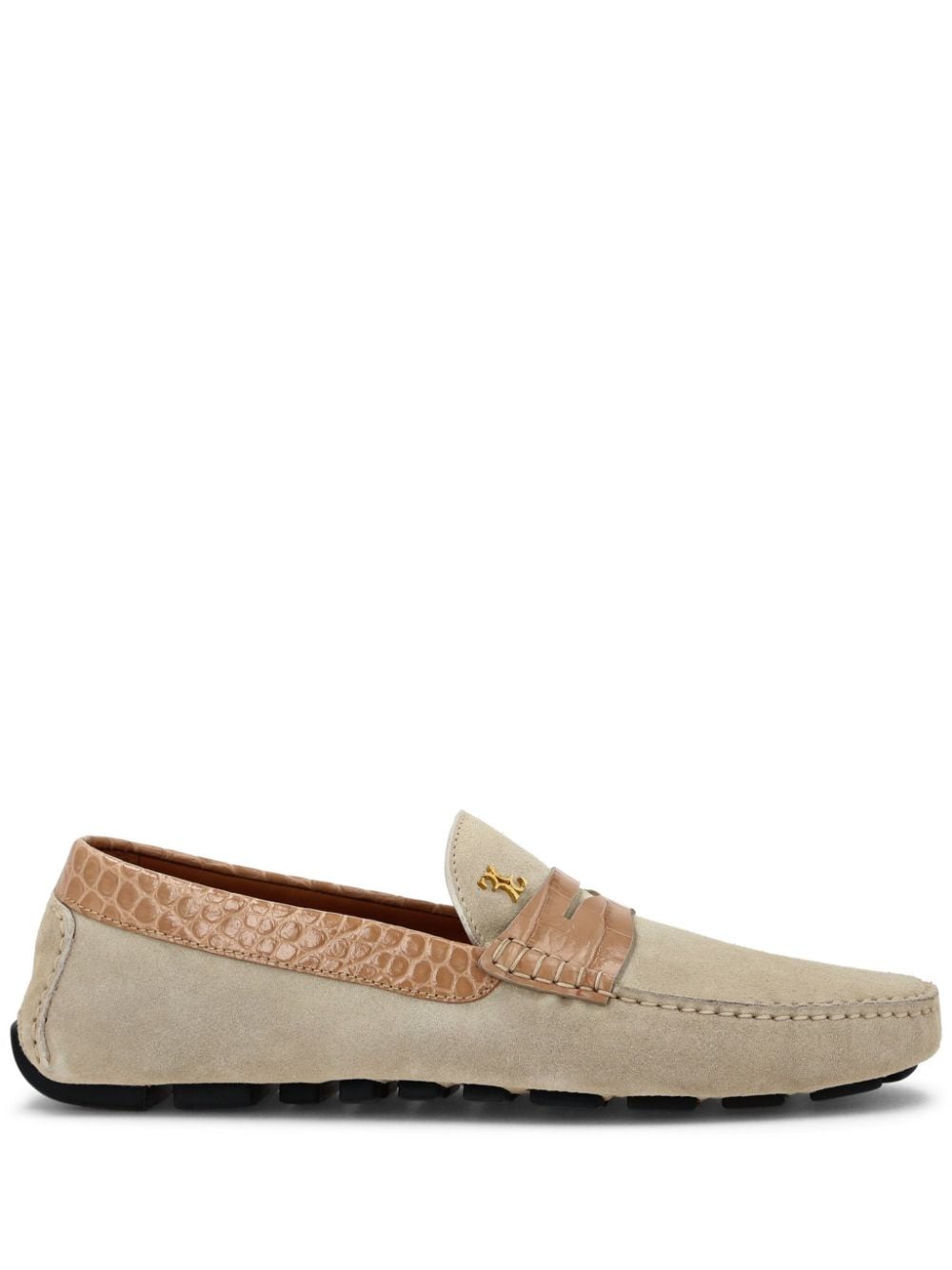 Billionaire crocodile-trim suede loafers - Neutrals von Billionaire