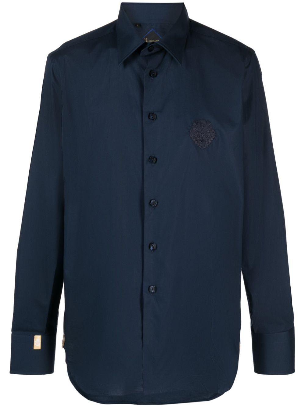 Billionaire embroidered-motif long-sleeve shirt - Blue von Billionaire