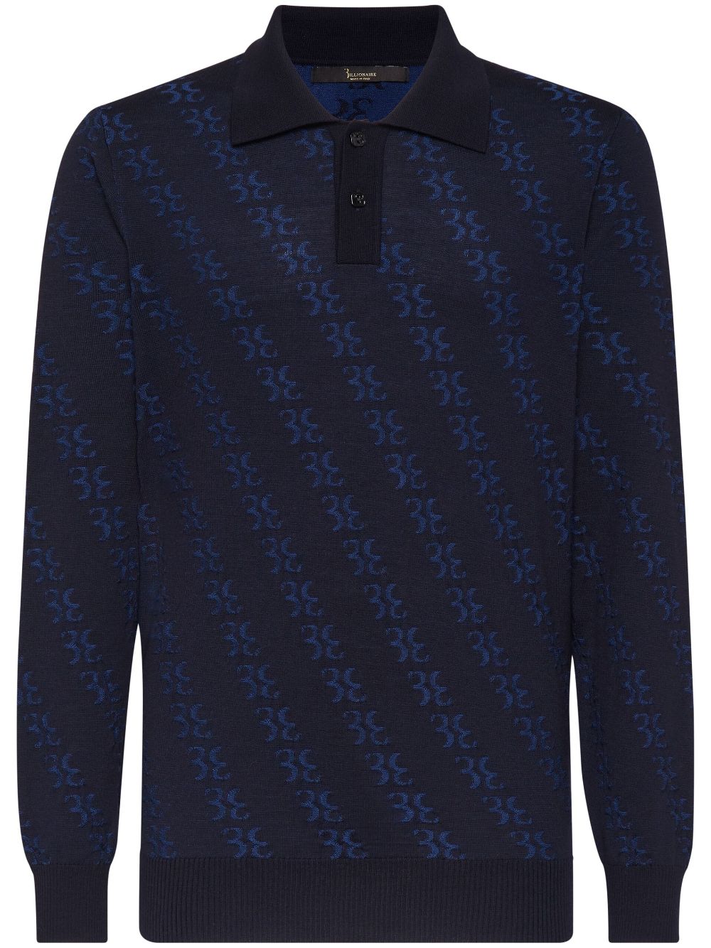 Billionaire knitted long-sleeve polo shirt - Blue von Billionaire