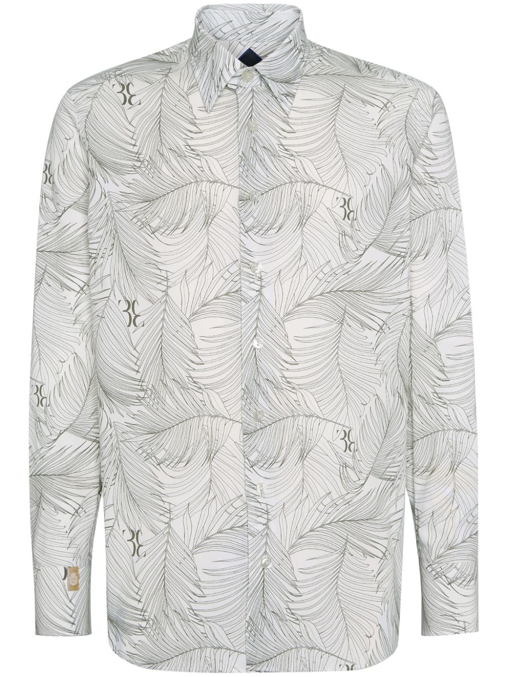 Billionaire leaf-print linen shirt - Grey von Billionaire