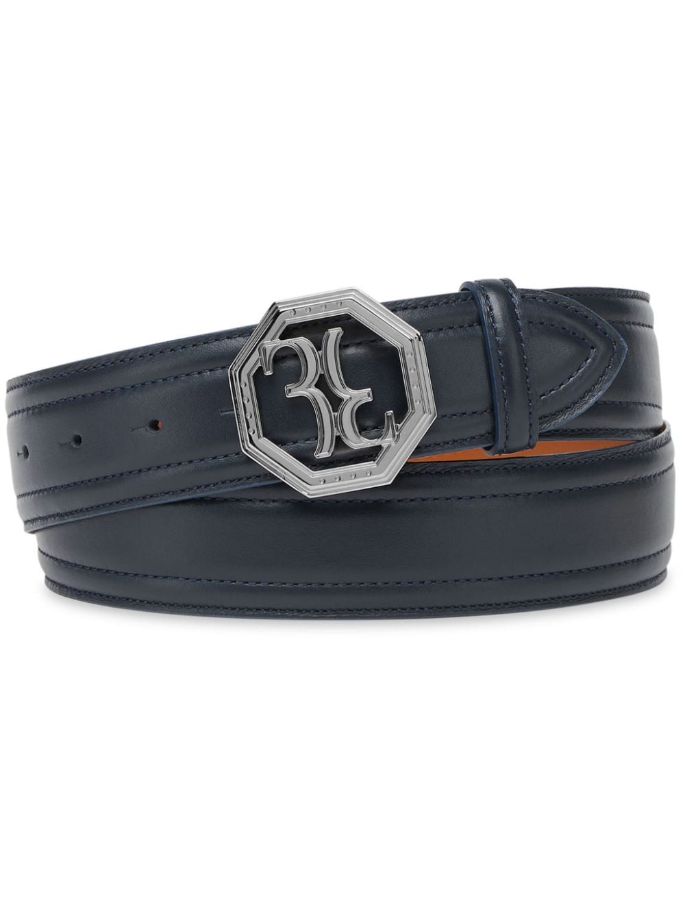 Billionaire logo-buckle leather belt - Blue von Billionaire