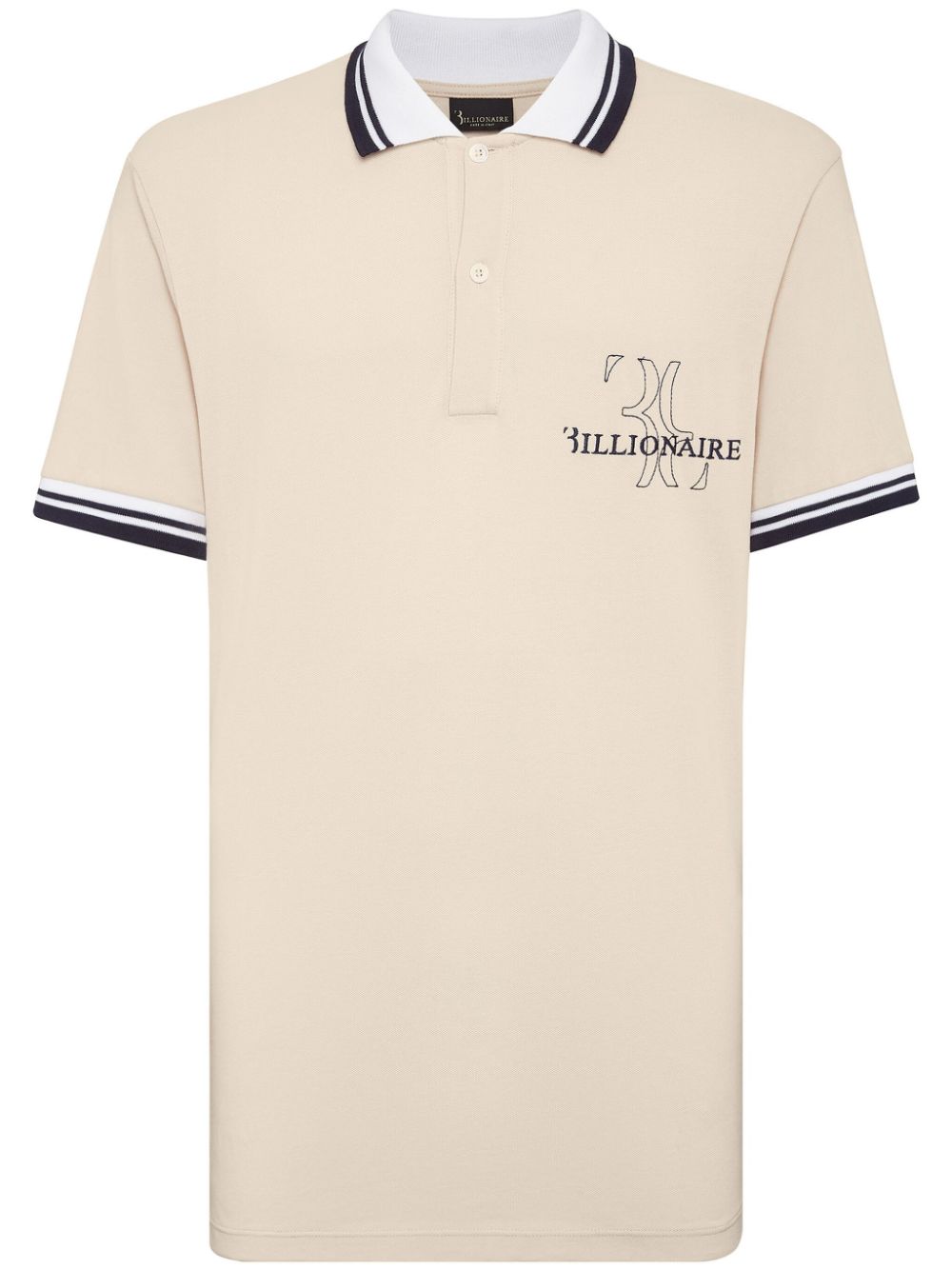 Billionaire logo-embroidered cotton polo shirt - Neutrals von Billionaire