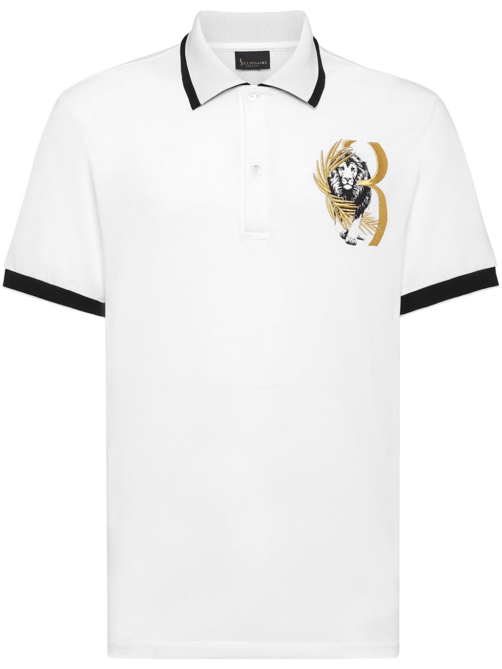 Billionaire logo-embroidered cotton polo shirt - White von Billionaire