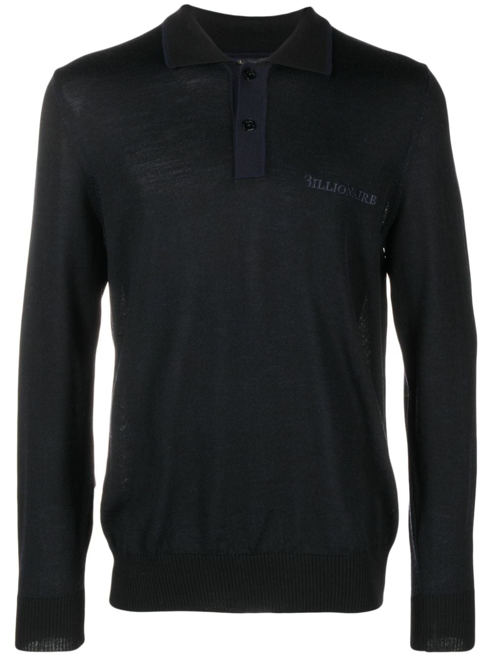 Billionaire logo-embroidered merino polo shirt - Black von Billionaire
