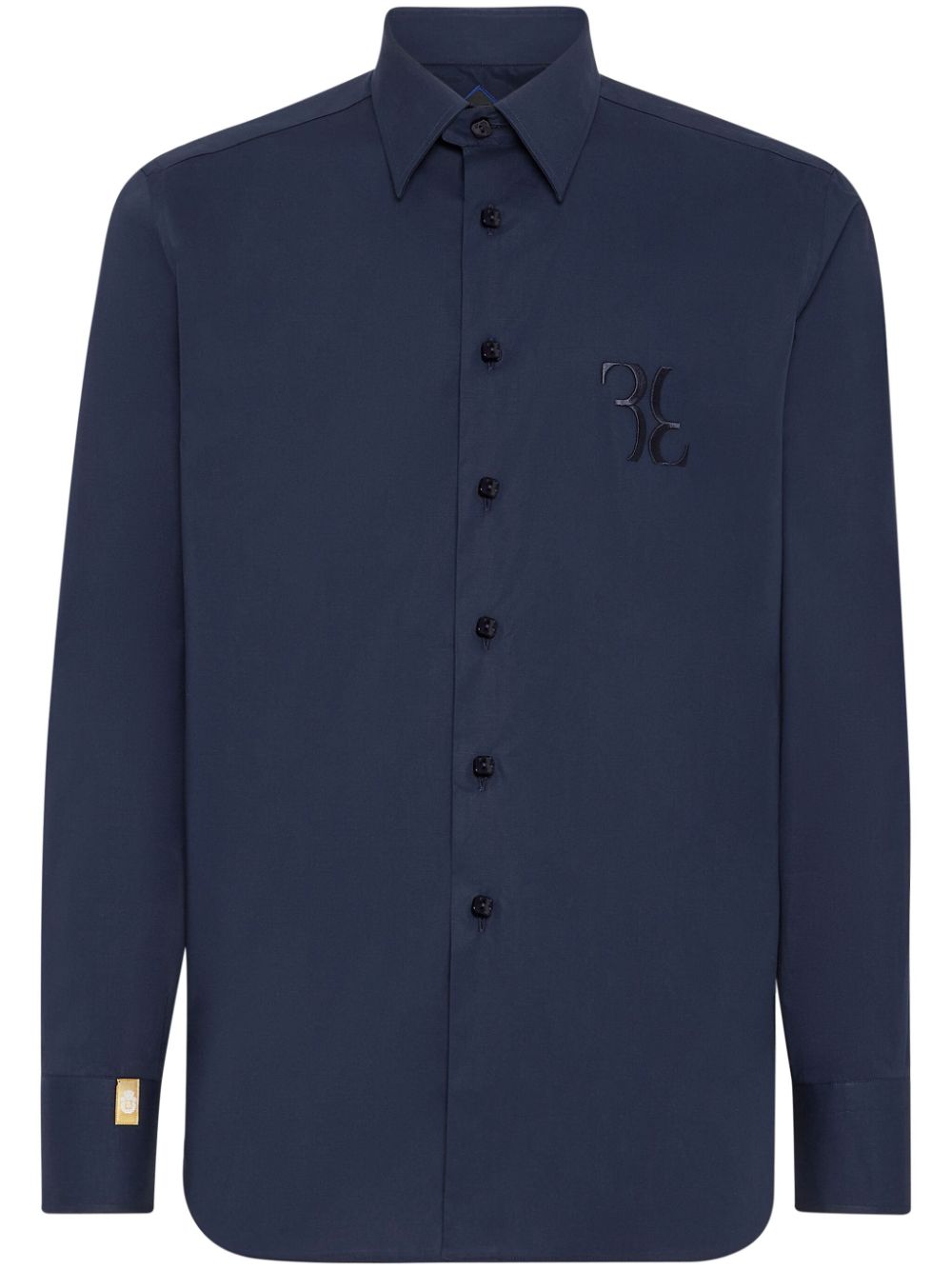 Billionaire logo-embroidery cotton shirt - Blue von Billionaire