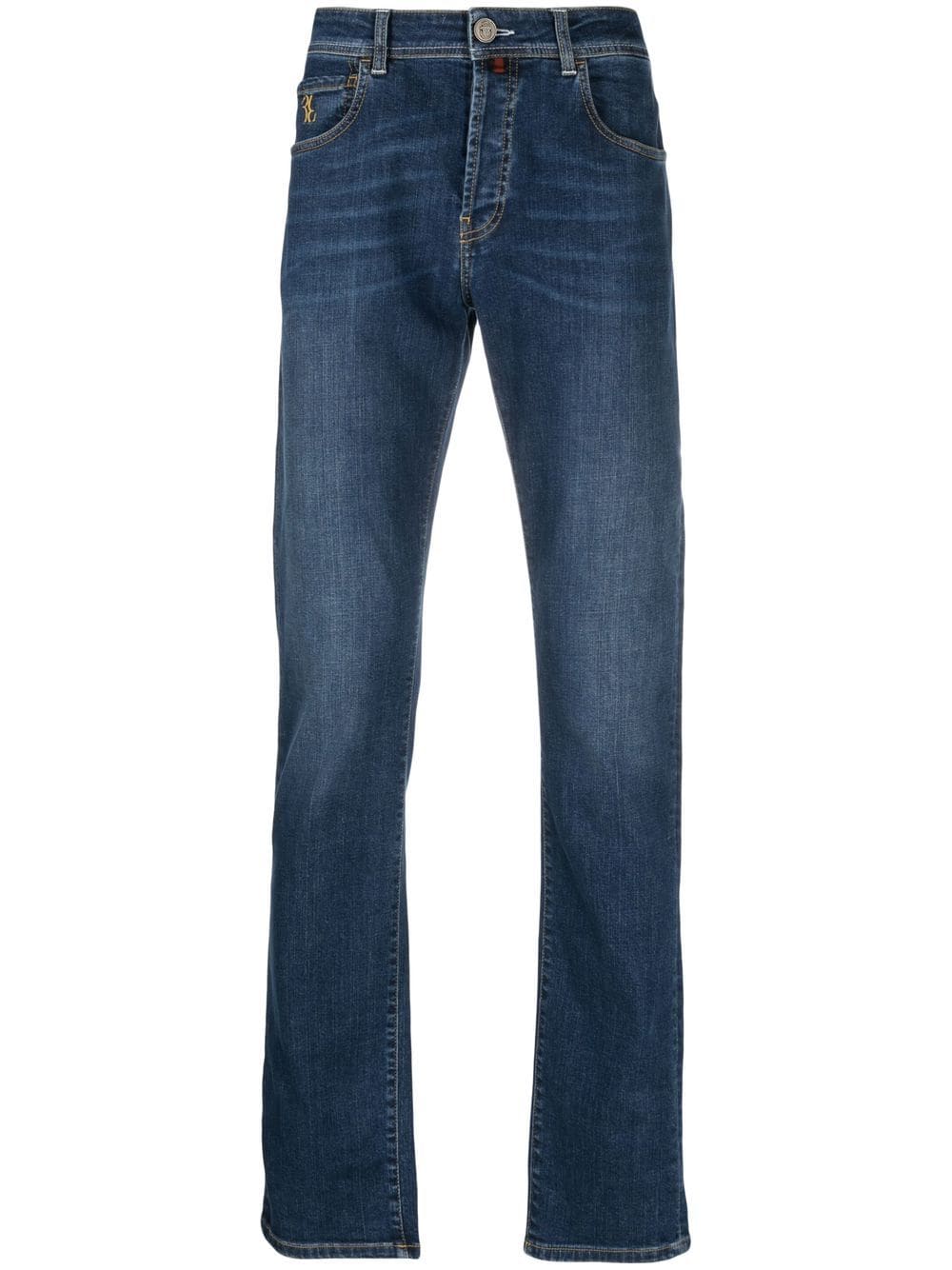 Billionaire logo-patch straight-leg jeans - Blue von Billionaire