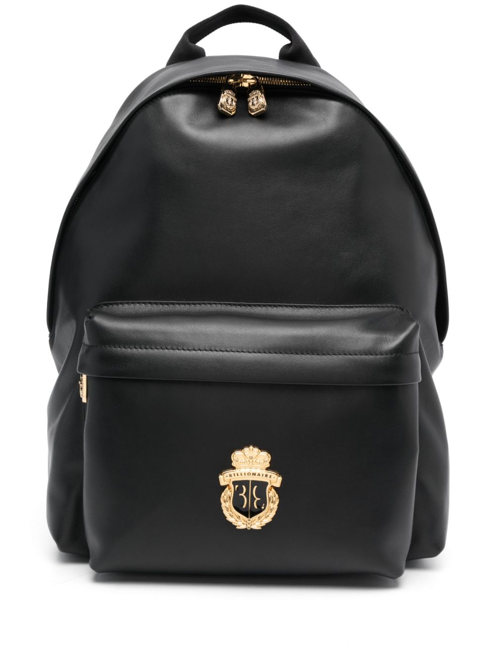 Billionaire logo-plaque leather backpack - Black von Billionaire