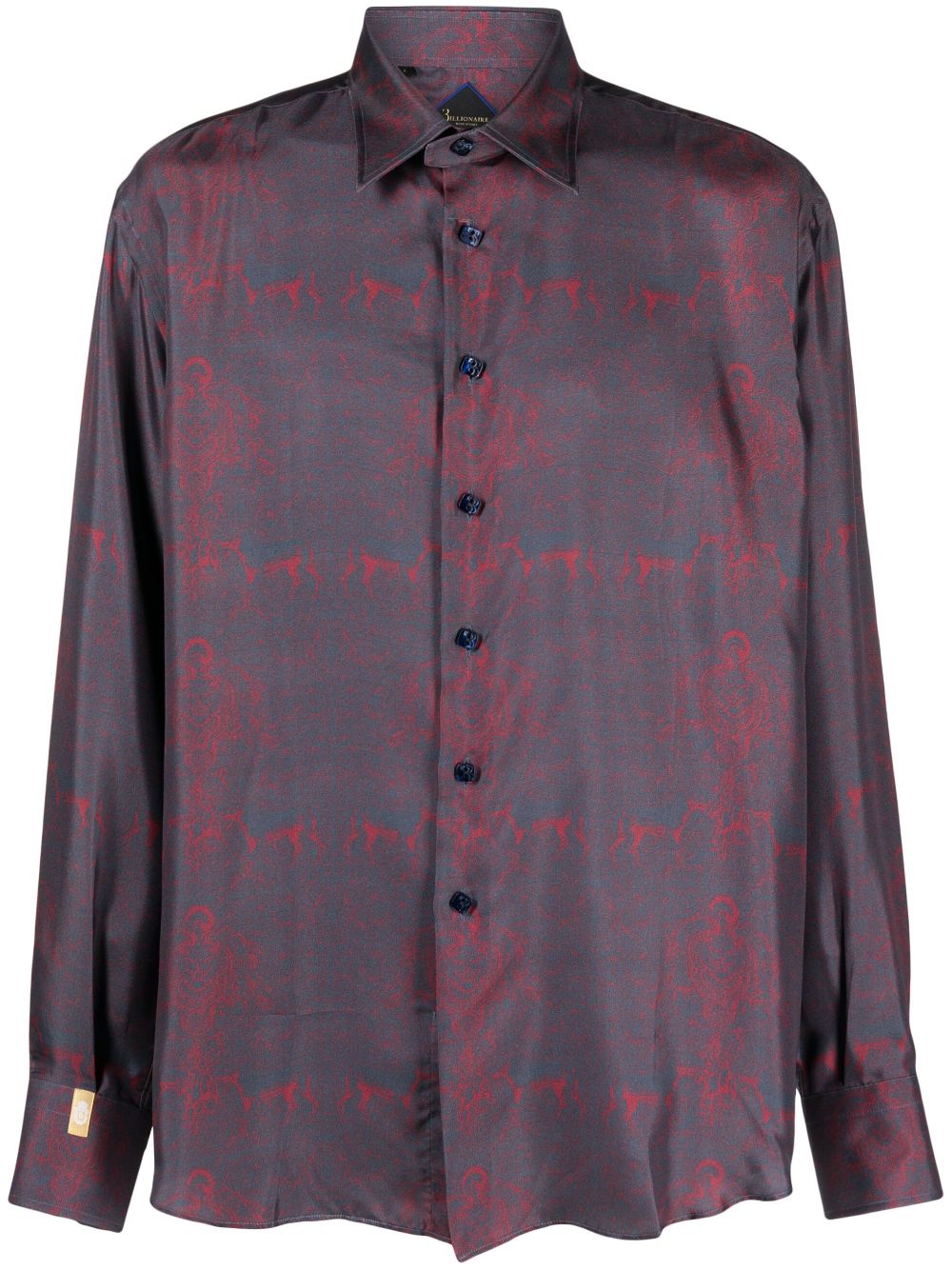 Billionaire logo-print silk shirt - Blue von Billionaire