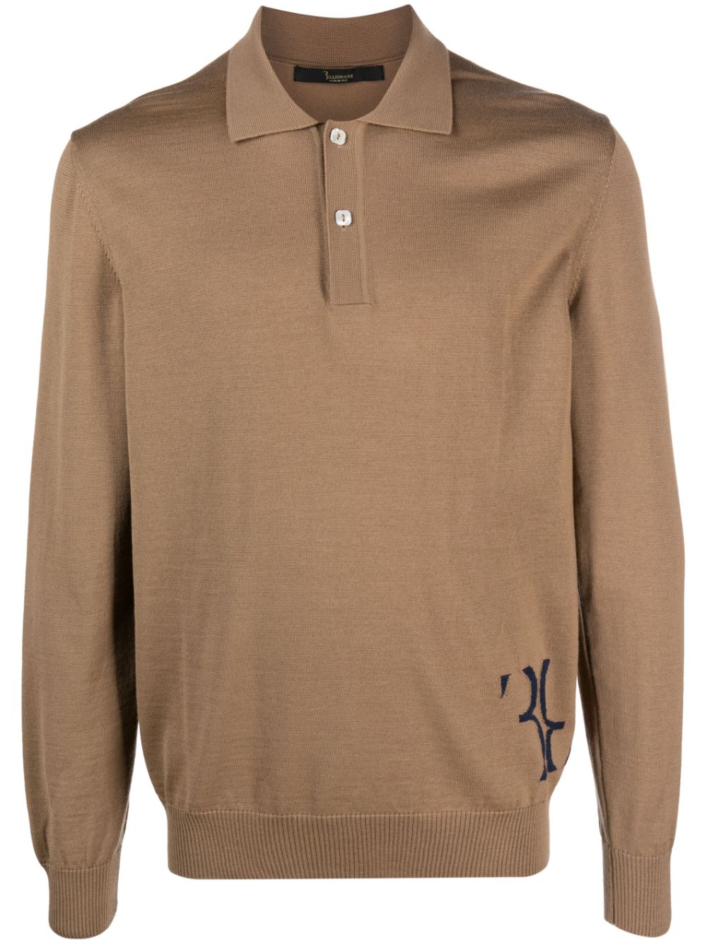 Billionaire merino-blend polo jumper - Neutrals von Billionaire