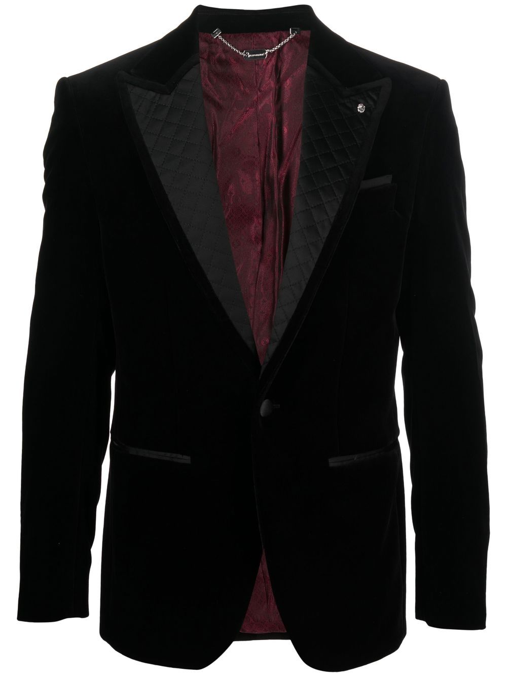 Billionaire velvet diamond-quilted blazer - Black von Billionaire