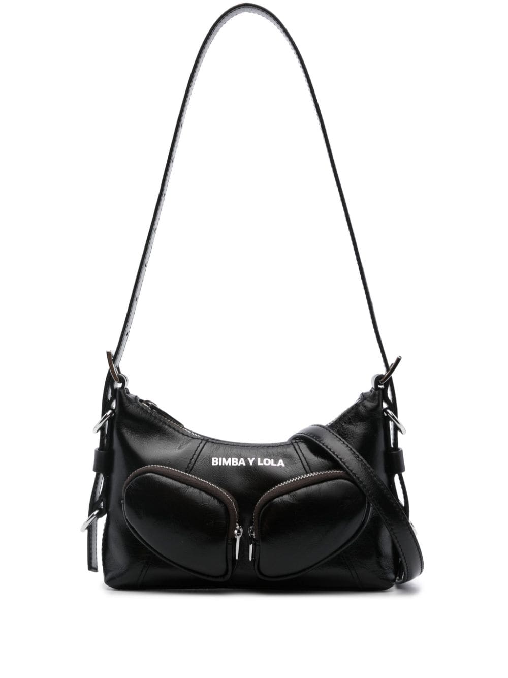 Bimba y Lola XS Pocket leather shoulder bag - Black von Bimba y Lola