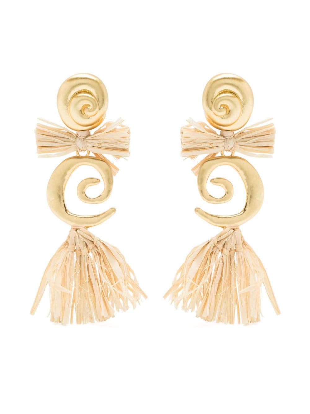 Bimba y Lola cornucopia-shaped raffia earrings - Neutrals von Bimba y Lola