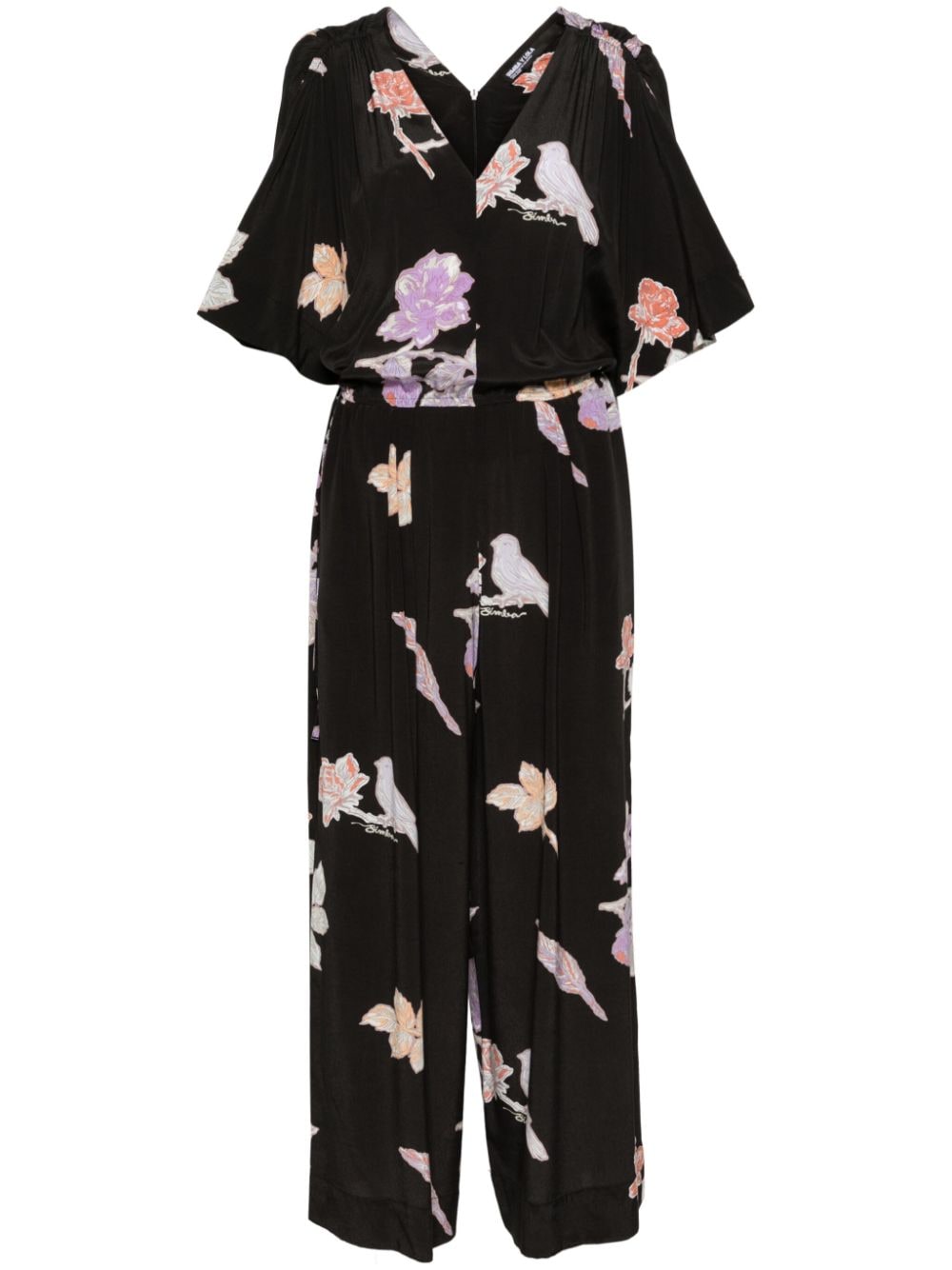 Bimba y Lola floral-print V-neck jumpsuit - Black von Bimba y Lola