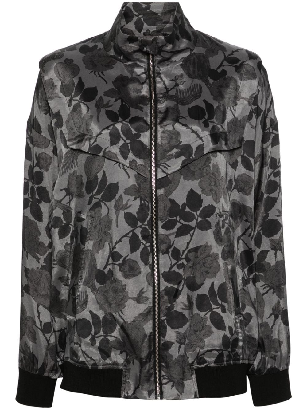 Bimba y Lola floral-print satin jacket - Grey von Bimba y Lola