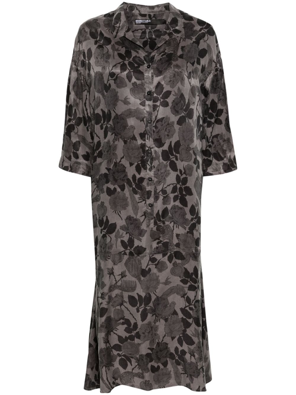 Bimba y Lola floral-print satin midi dress - Grey von Bimba y Lola