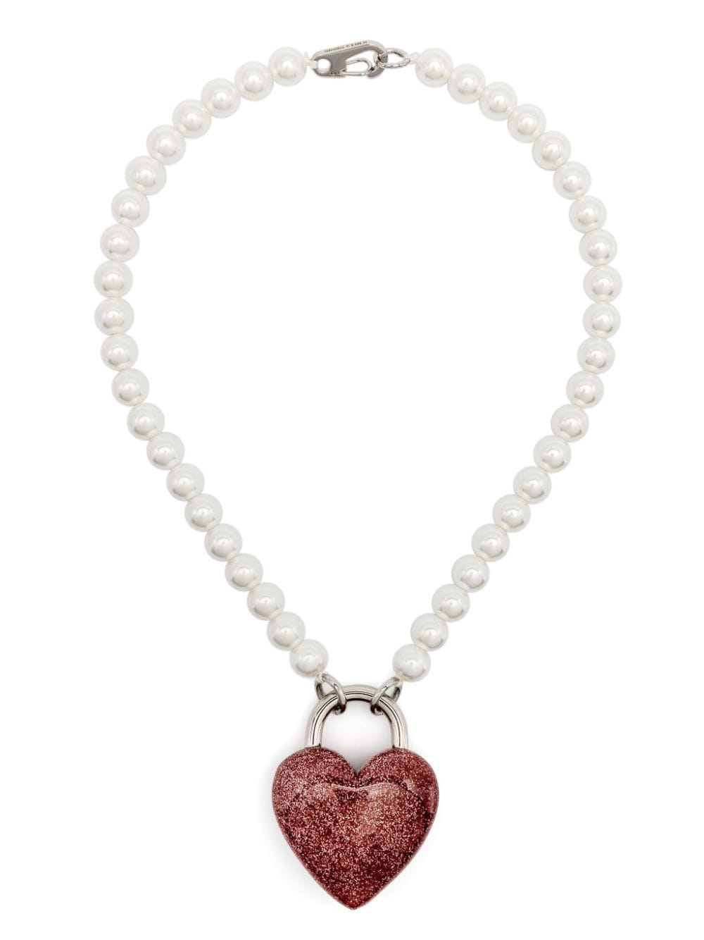 Bimba y Lola heart-pendant pearl necklace - White von Bimba y Lola