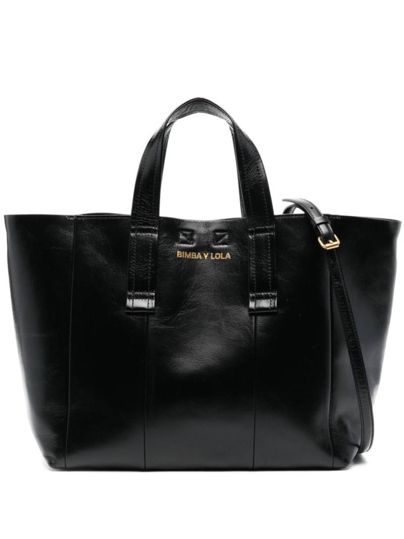 Bimba y Lola large Shopper leather tote bag - Black von Bimba y Lola
