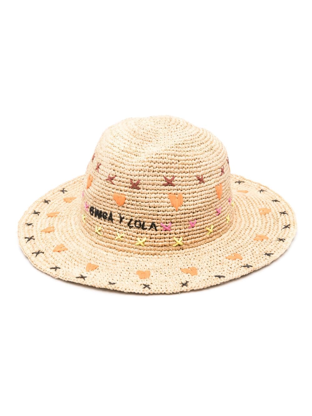 Bimba y Lola logo-embroidered woven-raffia hat - Neutrals von Bimba y Lola