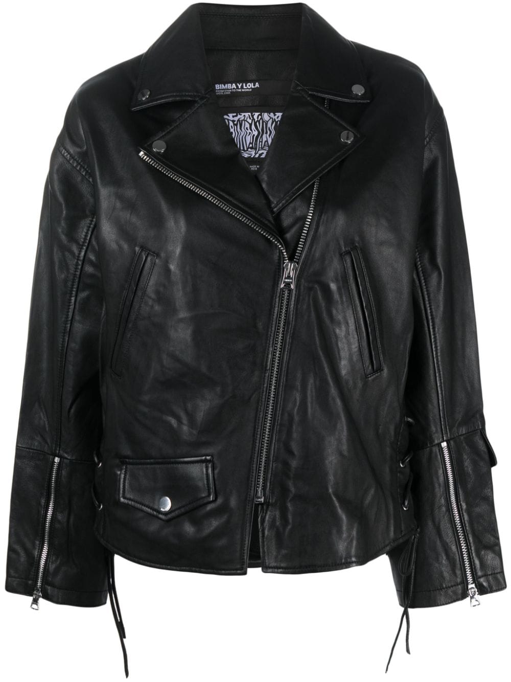 Bimba y Lola leather biker jacket - Black von Bimba y Lola
