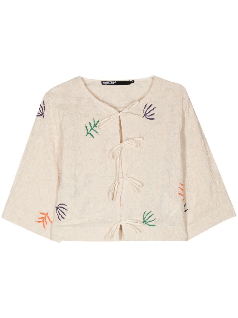 Bimba y Lola patterned-jacquard cotton blouse - Neutrals von Bimba y Lola