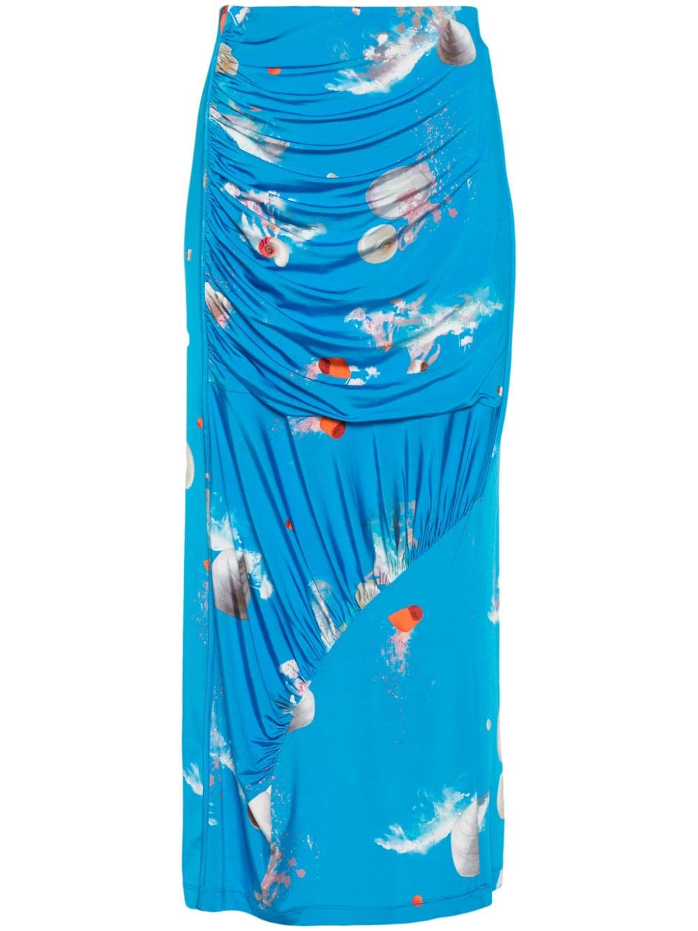 Bimba y Lola shells-print midi skirt - Blue von Bimba y Lola