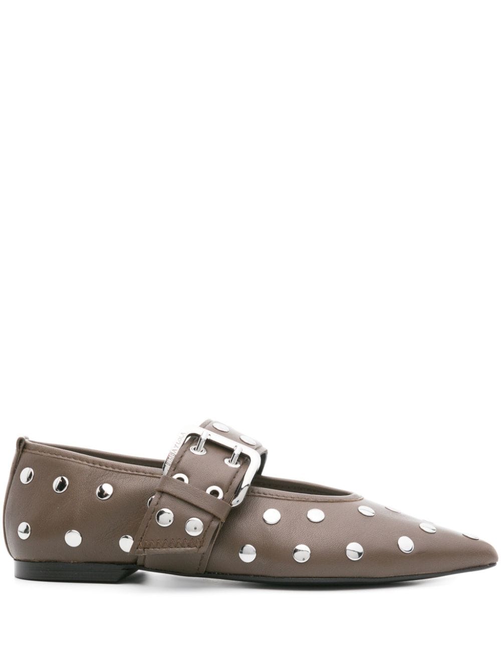 Bimba y Lola studded leather ballerina shoes - Brown von Bimba y Lola