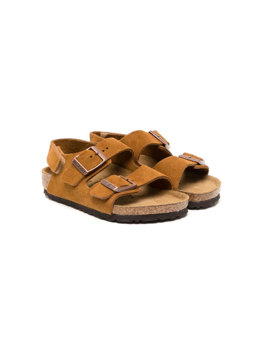 Birkenstock Kids Milano buckled suede sandals - Brown von Birkenstock Kids