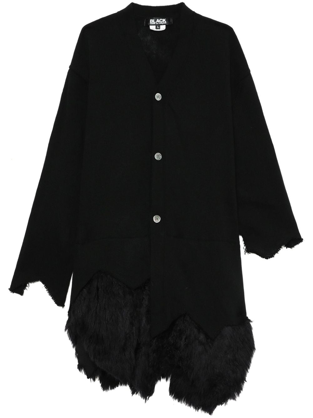 Black Comme Des Garçons asymmetric faux-fur panel cardigan von Black Comme Des Garçons