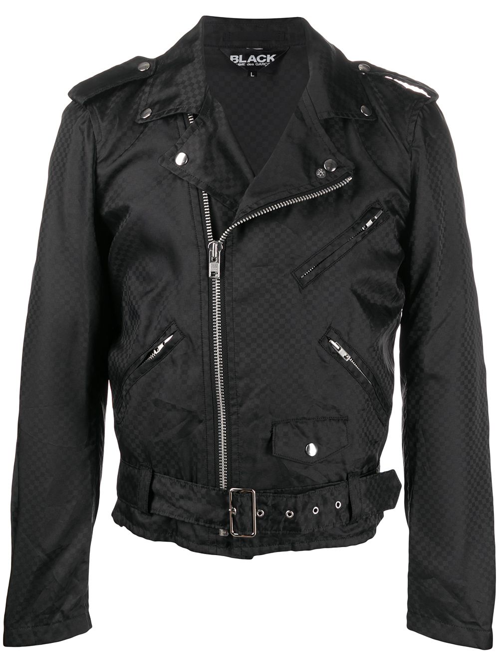 Black Comme Des Garçons checkerboard biker jacket von Black Comme Des Garçons