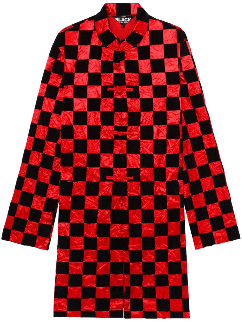 Black Comme Des Garçons checkerboard-pattern coat - Red von Black Comme Des Garçons