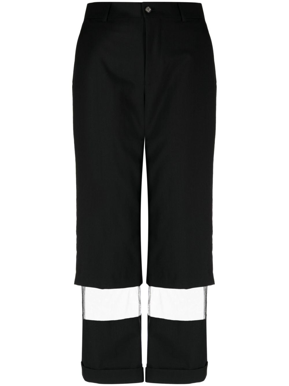 Black Comme Des Garçons semi-sheer panelled straight-leg trousers von Black Comme Des Garçons