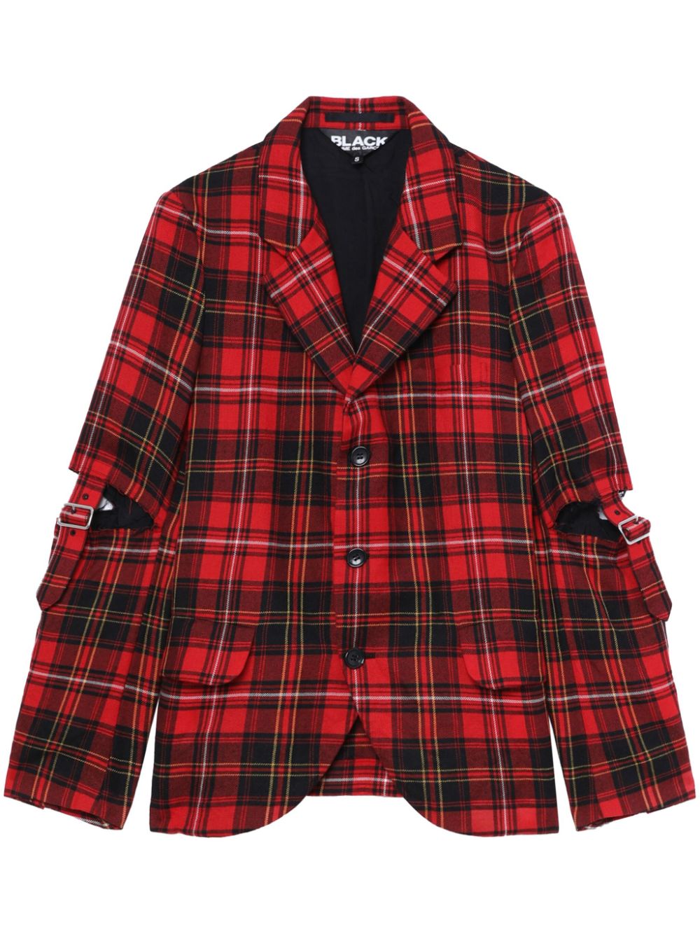 Black Comme Des Garçons tartan check-pattern wool blazer - Red von Black Comme Des Garçons