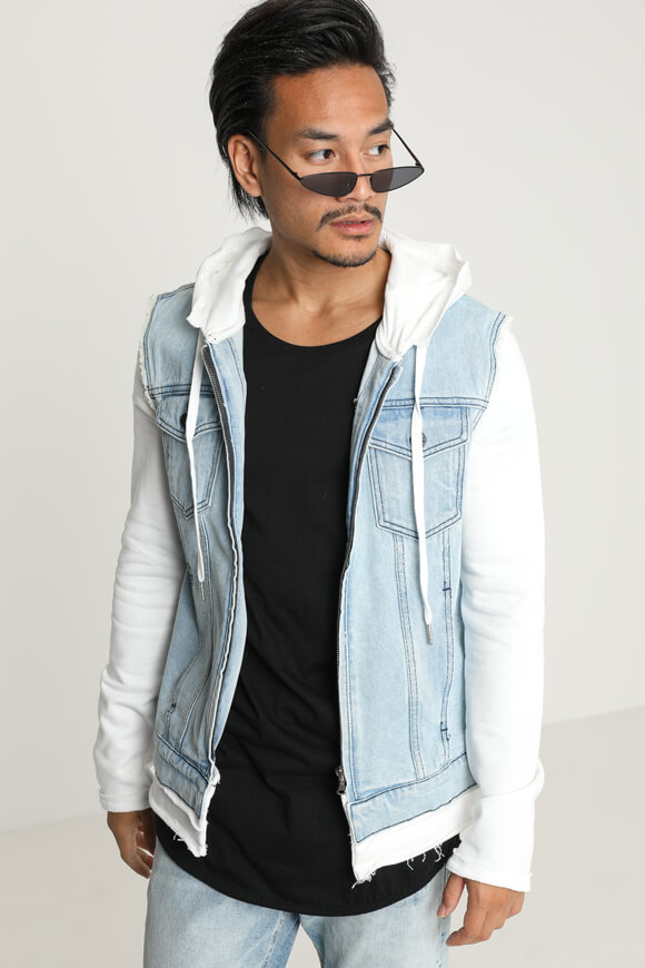 BlackSalt Jeansjacke | Hellblau + Weiss | Herren  | M von BlackSalt