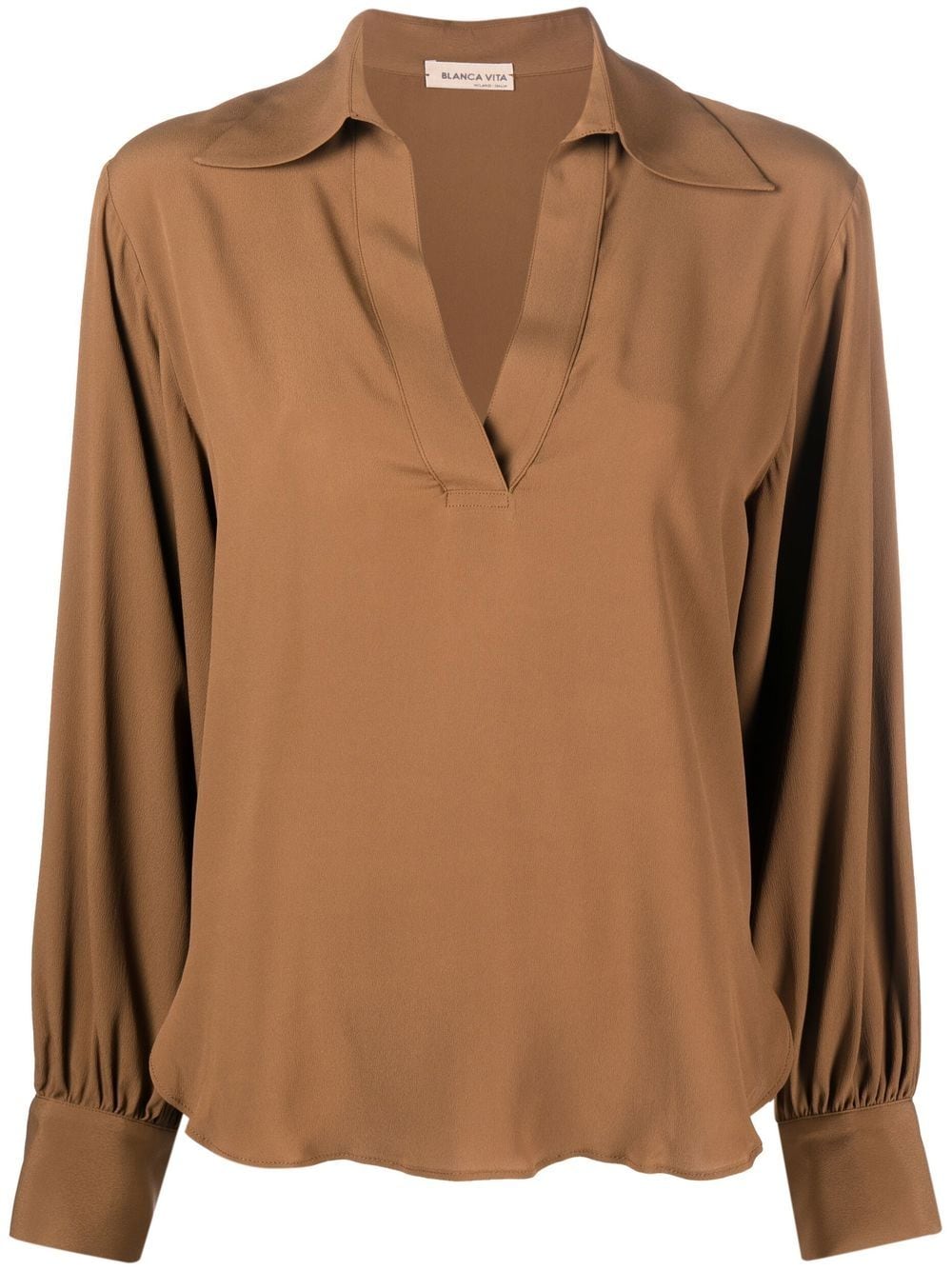 Blanca Vita V-neck draped blouse - Brown von Blanca Vita