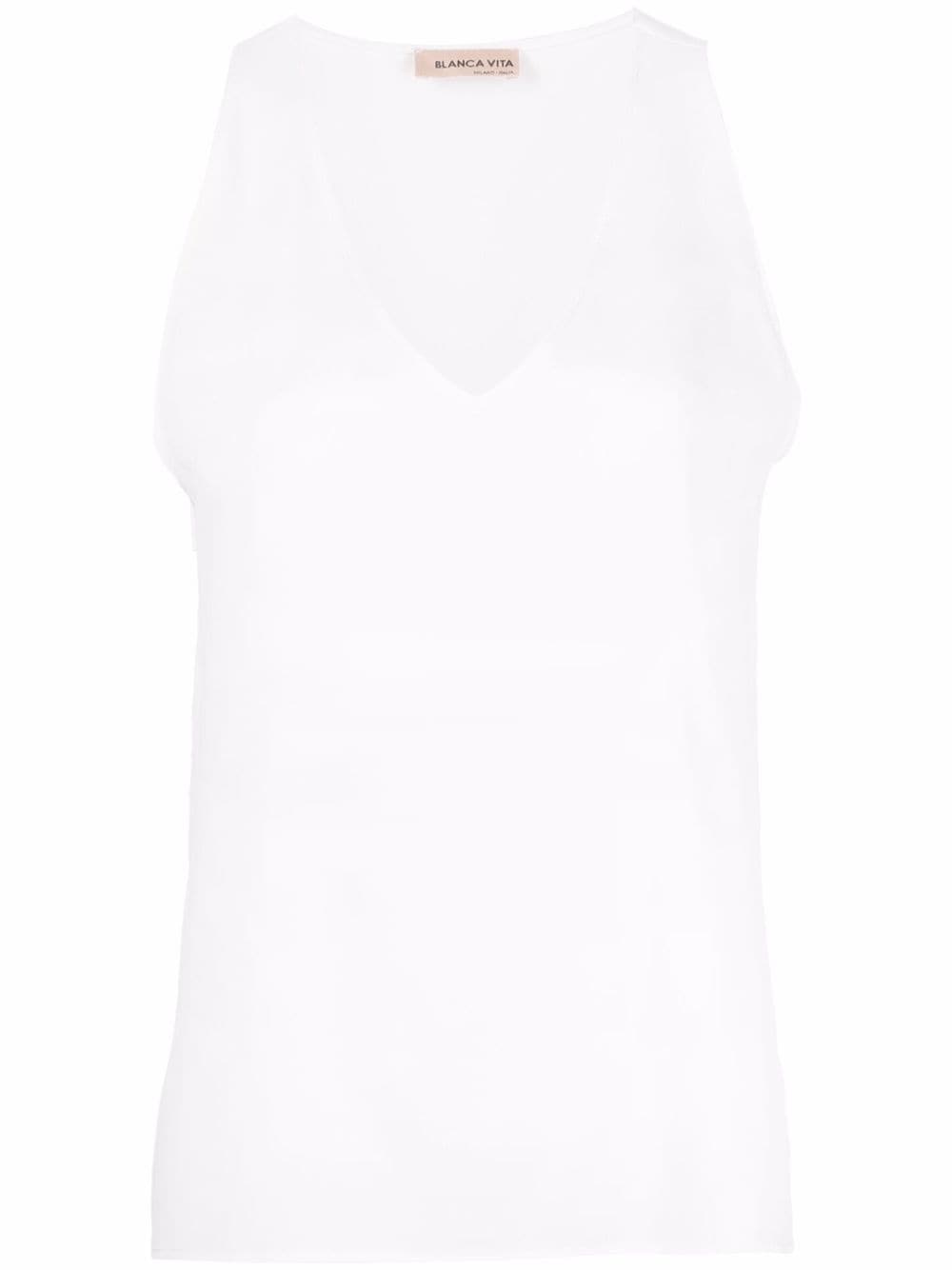 Blanca Vita V-neck vest top - White von Blanca Vita