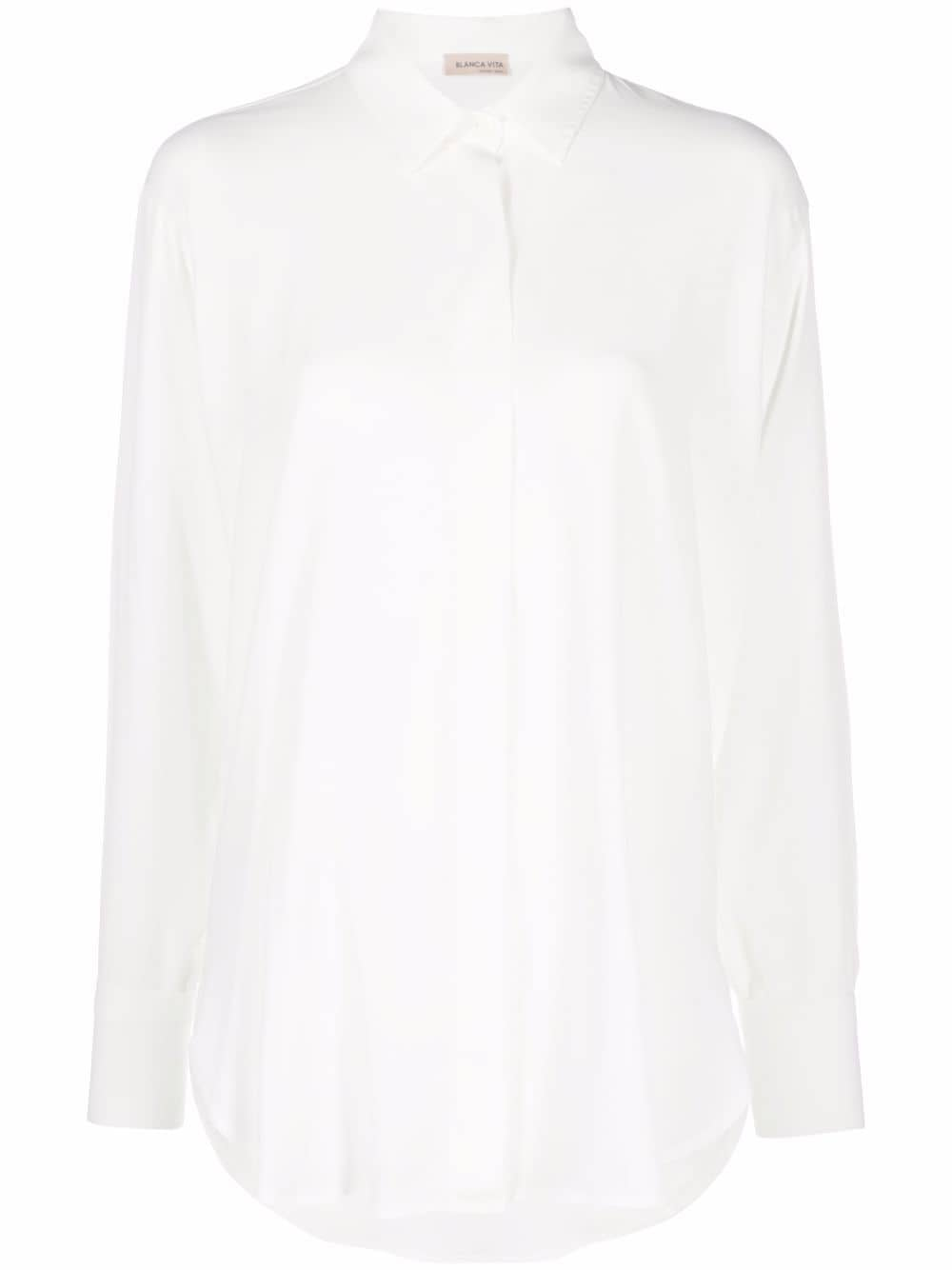 Blanca Vita concealed-front shirt - White von Blanca Vita