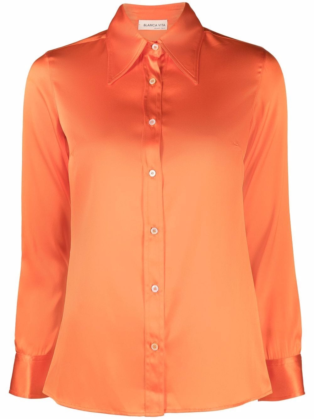 Blanca Vita long-sleeved silk shirt - Orange von Blanca Vita