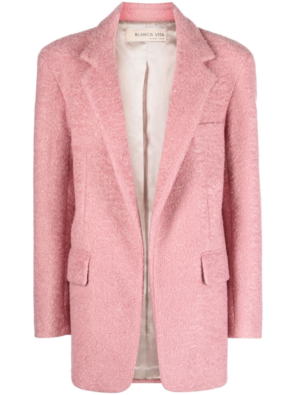 Blanca Vita notched-lapels textured-finish blazer - Pink von Blanca Vita