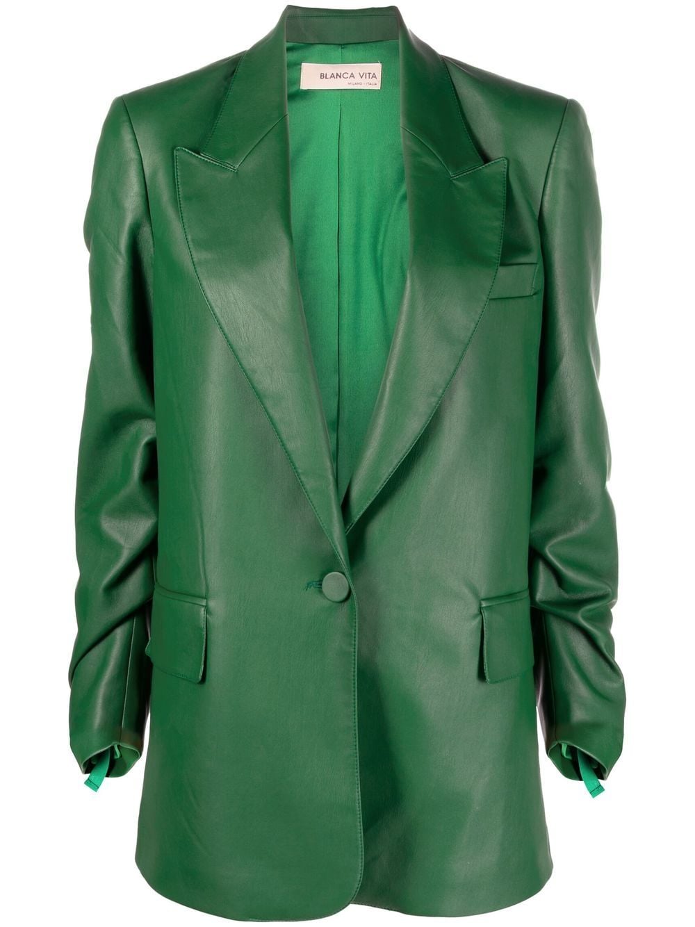 Blanca Vita polished-finish single-breasted blazer - Green von Blanca Vita