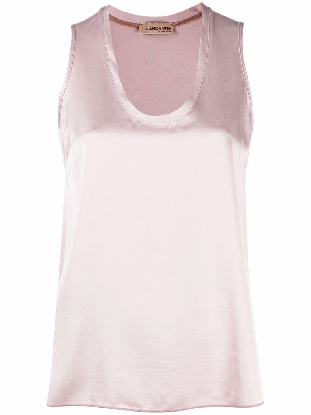 Blanca Vita satin scoop-neck tank top - Pink von Blanca Vita