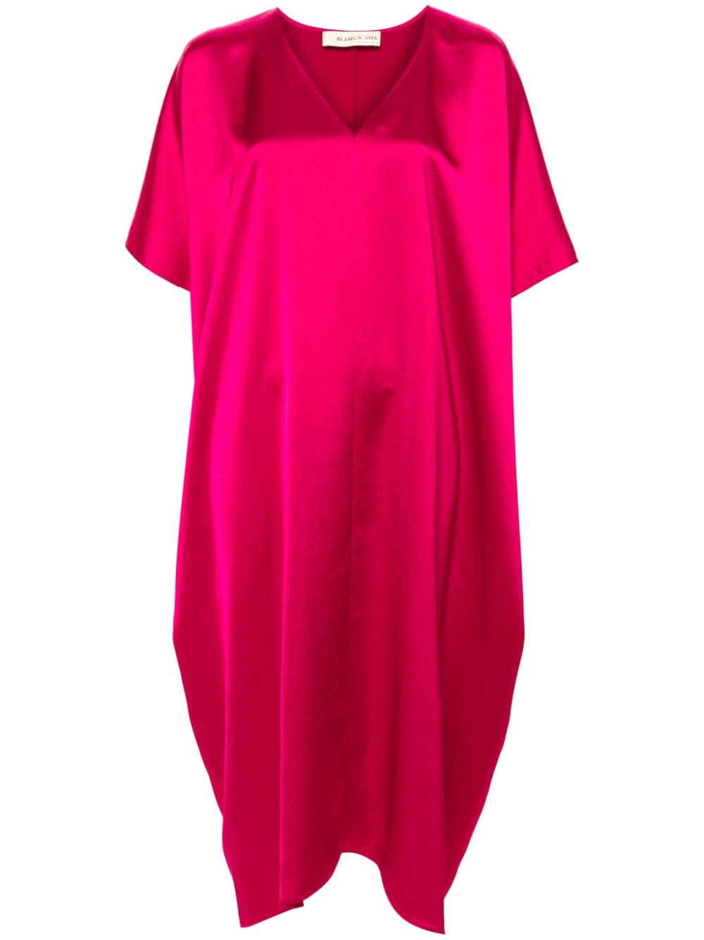 Blanca Vita satin shift midi dress - Red von Blanca Vita