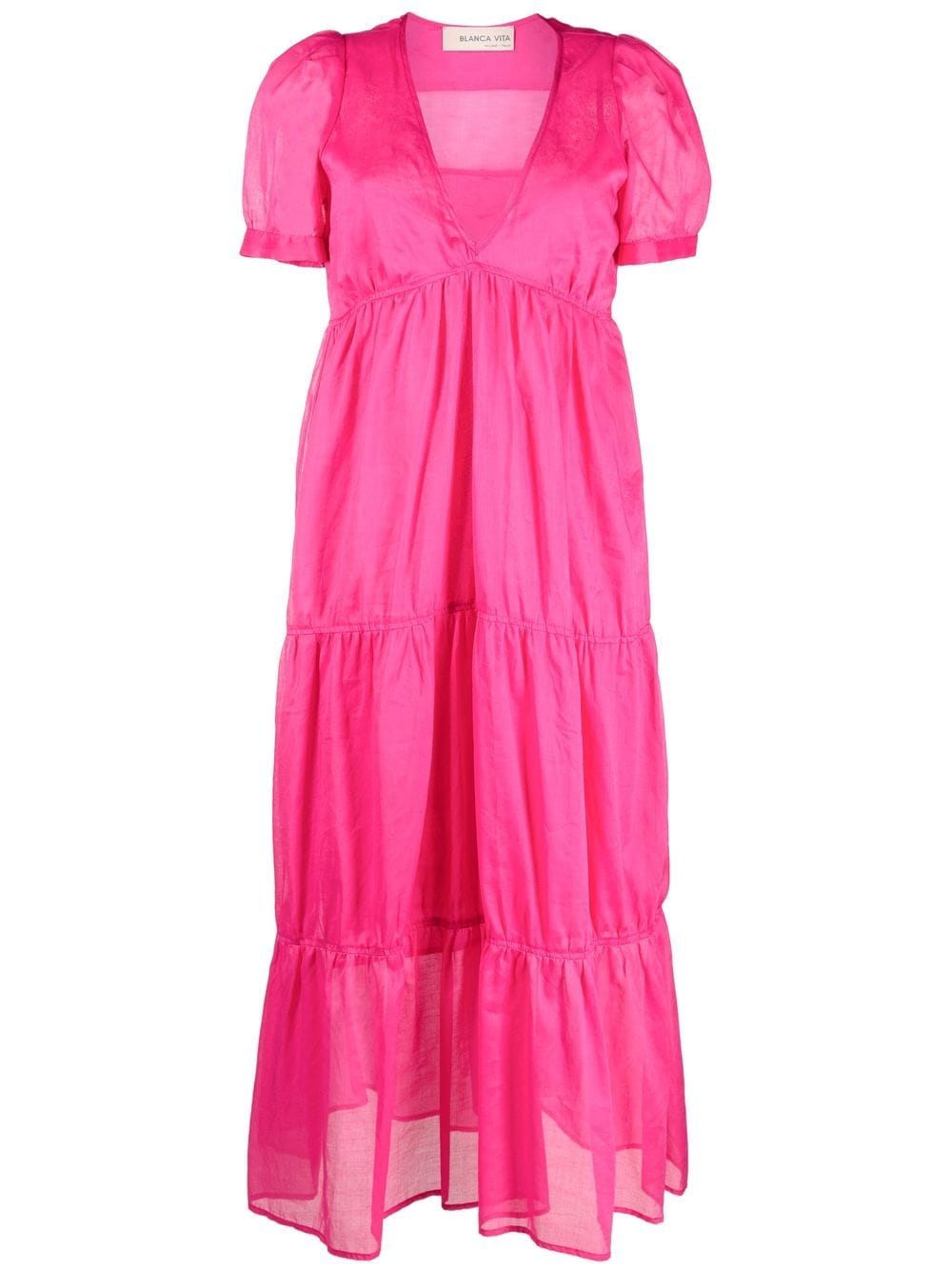 Blanca Vita tiered v-neck dress - Pink von Blanca Vita