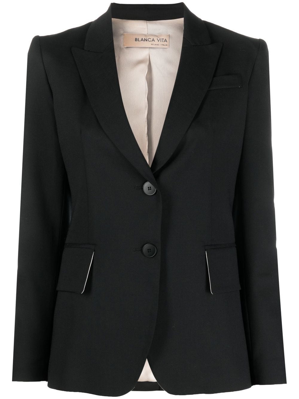 Blanca Vita wool-blend single-breasted blazer - Black von Blanca Vita