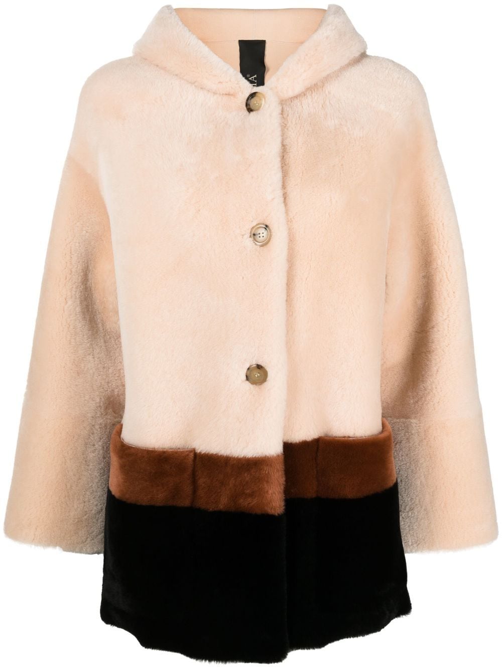 Blancha colour-block hooded fur coat - Black von Blancha