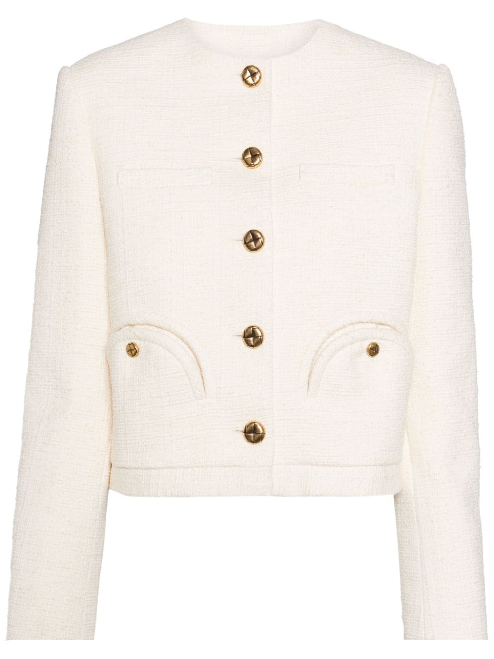 Blazé Milano collarless tweed jacket - White von Blazé Milano