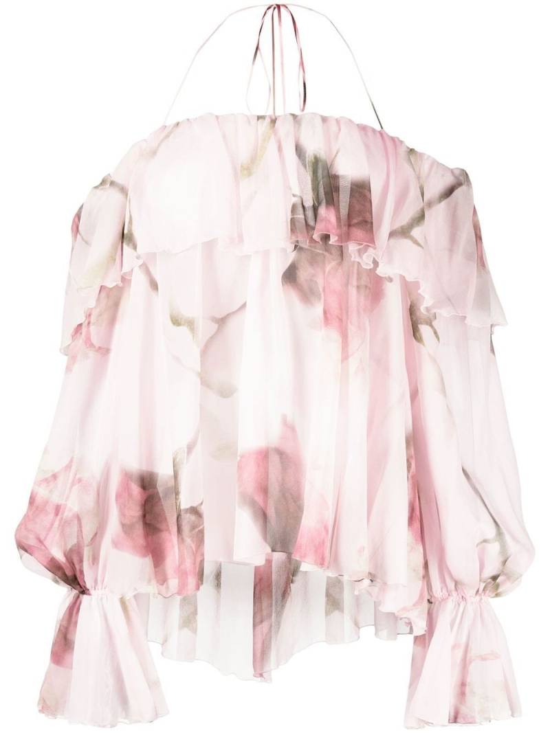 Blumarine Bardot-neckline ruffled blouse - Pink von Blumarine