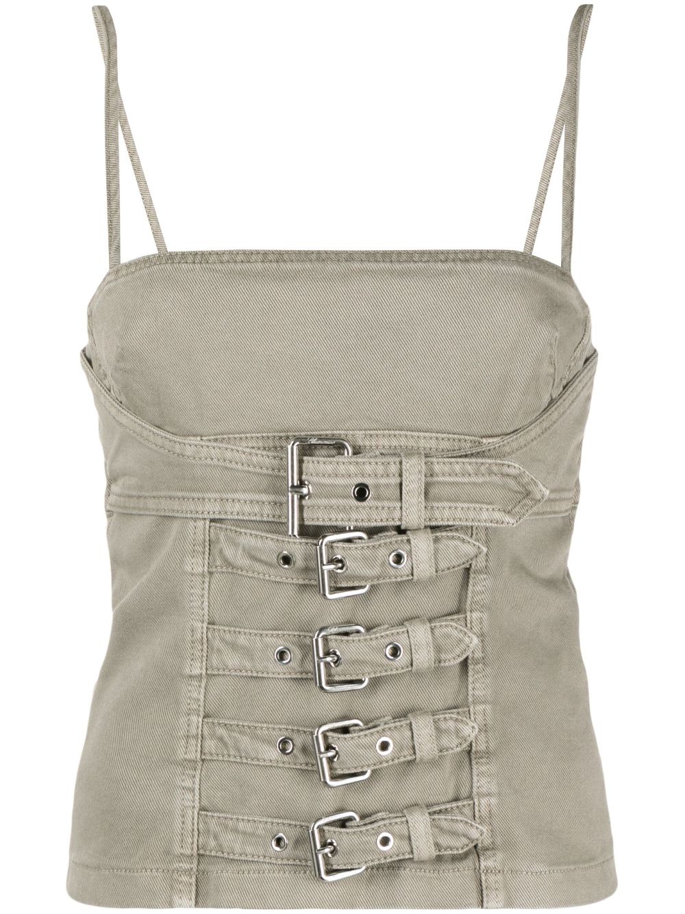 Blumarine buckle-embellished denim tank top - Grey von Blumarine