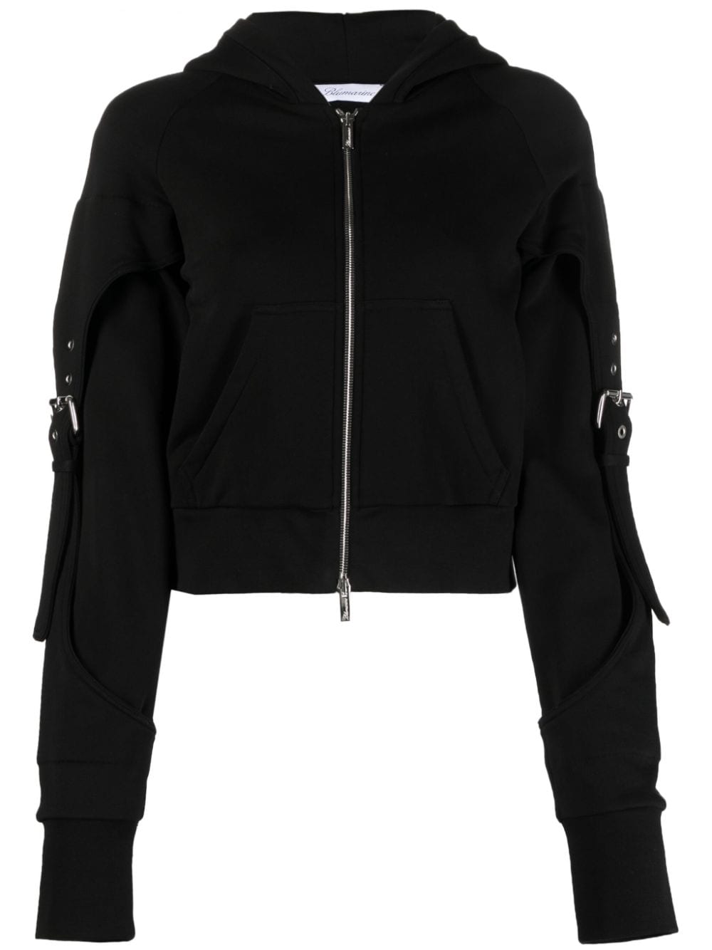 Blumarine buckle-detail zip-up cotton hoodie - Black von Blumarine